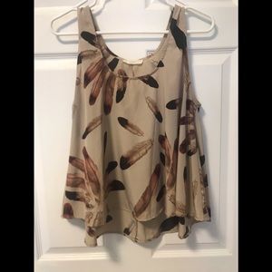 Silk feather print tank